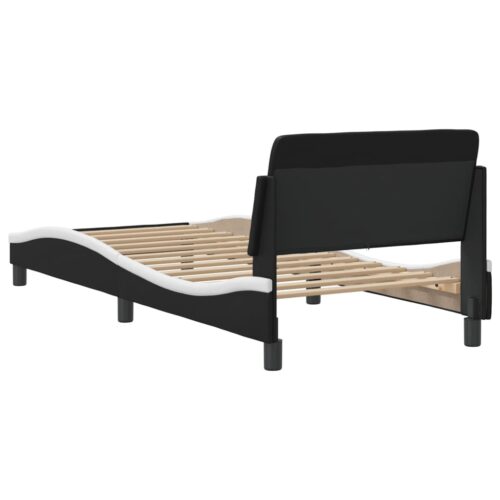 Bed Frame "Dover" Black and White 90x190cm Faux Leather - Image 6