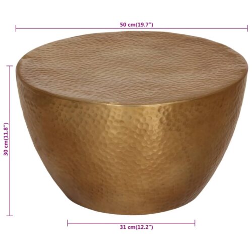 Coffee Table Hammered Aluminium √ò 50x30cm Brass - Image 9