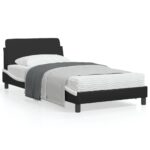 Bed Frame "Dover" Black and White 107x203cm King Single Faux Leather