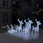 Reindeers Sleigh Christmas Decoration 280x28x55cm Acrylic