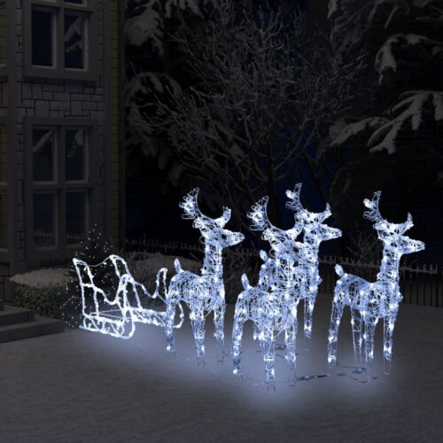 Reindeers Sleigh Christmas Decoration 280x28x55cm Acrylic