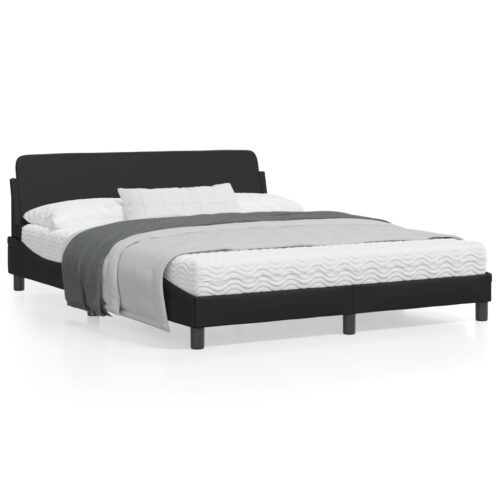 Bed Frame "Dover" Black 152x203cm Queen Faux Leather