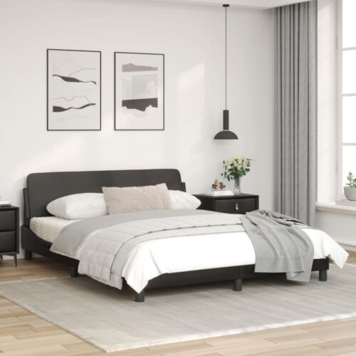 Bed Frame "Dover" Black 152x203cm Queen Faux Leather - Image 3
