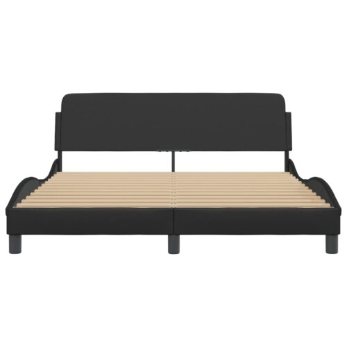 Bed Frame "Dover" Black 152x203cm Queen Faux Leather - Image 4