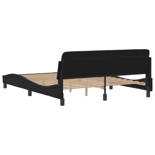 Bed Frame "Dover" Black 152x203cm Queen Faux Leather - Image 6