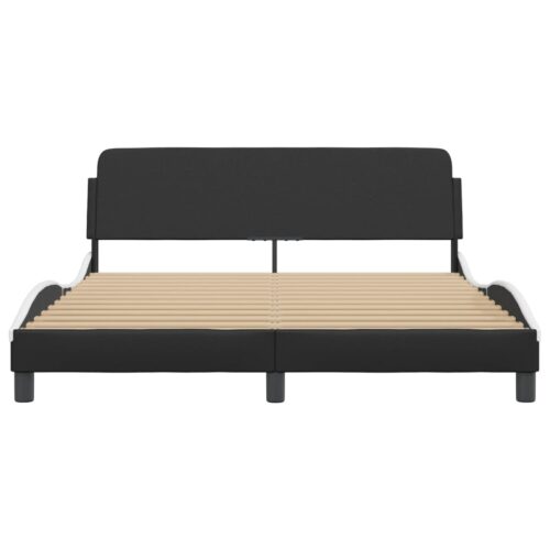 Bed Frame "Dover" Black and White 152x203cm Queen Faux Leather - Image 4