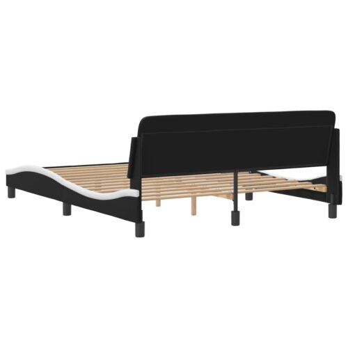 Bed Frame "Dover" Black and White 152x203cm Queen Faux Leather - Image 6