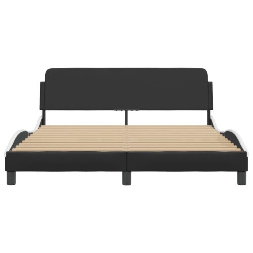 Bed Frame "Dover" Black and White 152x203cm Queen Faux Leather - Image 4