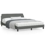 Bed Frame "Dover" Dark Grey 152x203cm Queen Fabric