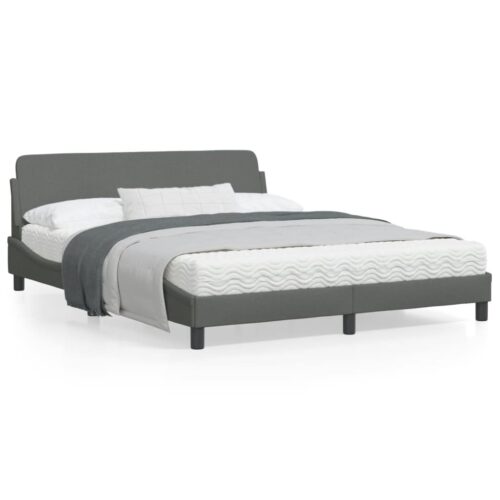 Bed Frame "Dover" Dark Grey 152x203cm Queen Fabric