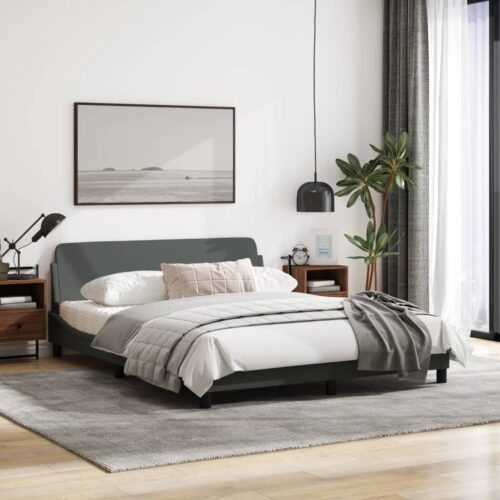 Bed Frame "Dover" Dark Grey 152x203cm Queen Fabric - Image 3