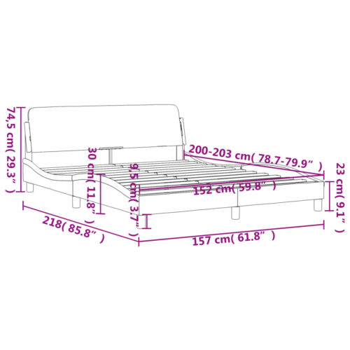 Bed Frame "Dover" Dark Grey 152x203cm Queen Fabric - Image 9