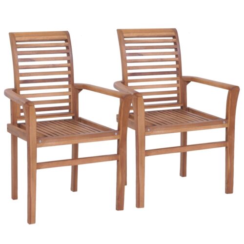 Stacking Dining Chairs 2pcs Solid Teak
