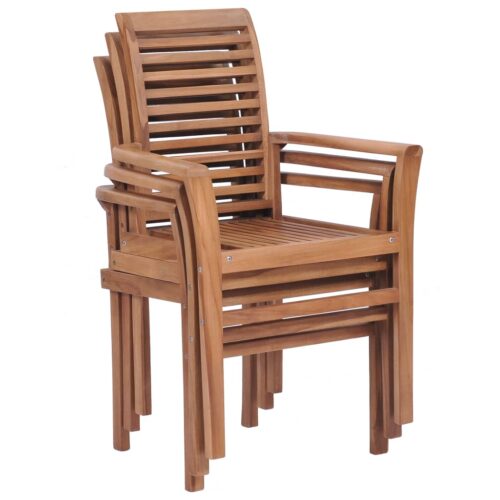 Stacking Dining Chairs 2pcs Solid Teak - Image 3