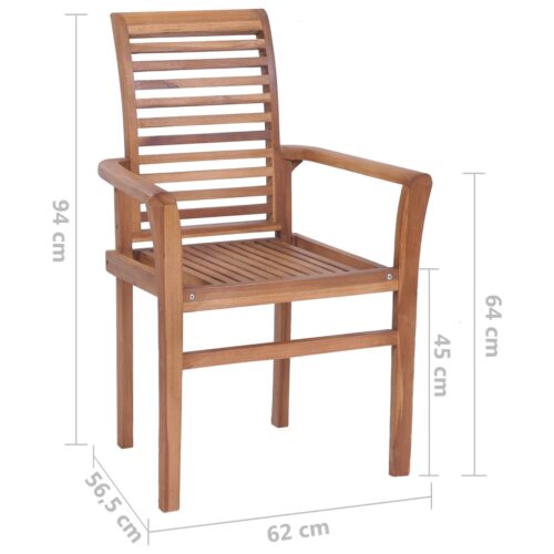 Stacking Dining Chairs 2pcs Solid Teak - Image 10