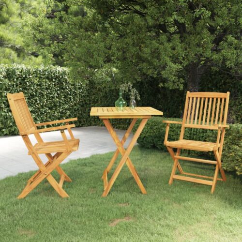 3-Piece Folding Garden Dining Set Acacia Wood Timber Outdoor Patio Furniture - Image 13