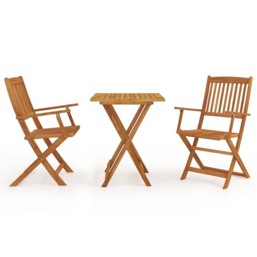 3-Piece Folding Garden Dining Set Acacia Wood Timber Outdoor Patio Furniture