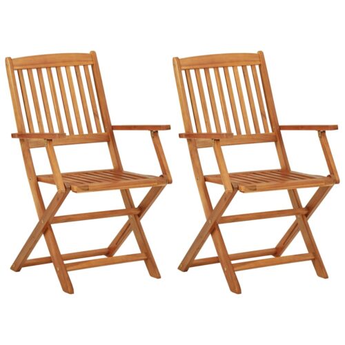3-Piece Folding Garden Dining Set Acacia Wood Timber Outdoor Patio Furniture - Image 8