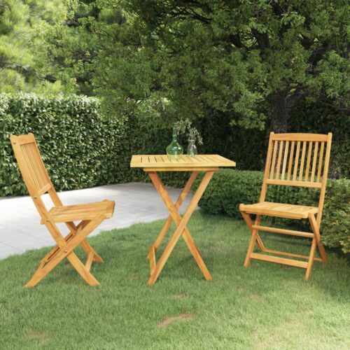 3-Piece Folding Garden Dining Set Acacia Wood Timber Outdoor Patio Furniture - Image 13