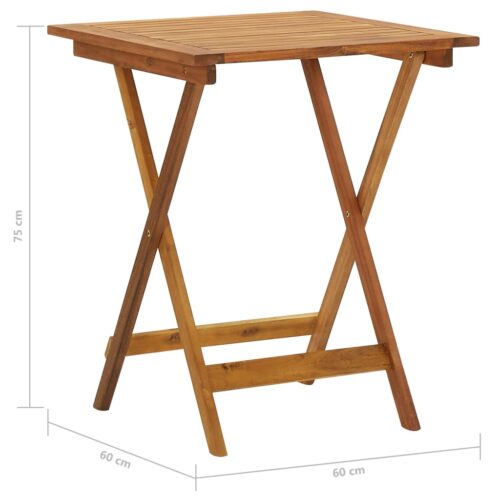 3-Piece Folding Garden Dining Set Acacia Wood Timber Outdoor Patio Furniture - Image 12