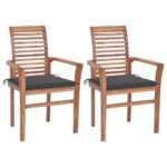 Dining Chairs 2pcs with Anthracite Cushions Solid Teak Wood