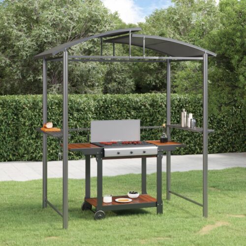 BBQ Gazebo with Side Shelves Anthracite 210x114x230cm Steel - Image 8