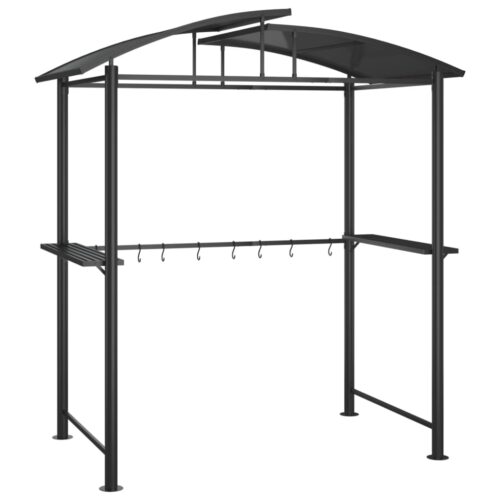 BBQ Gazebo with Side Shelves Anthracite 210x114x230cm Steel