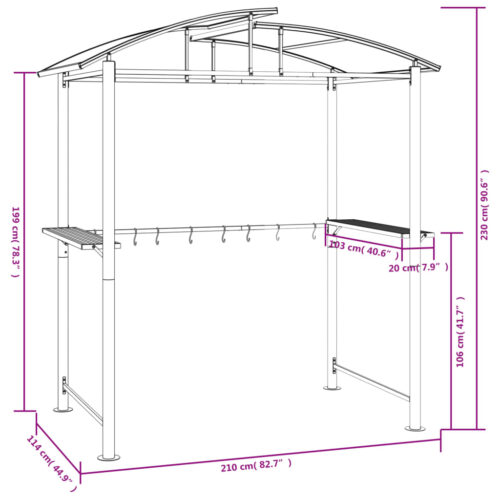 BBQ Gazebo with Side Shelves Anthracite 210x114x230cm Steel - Image 7