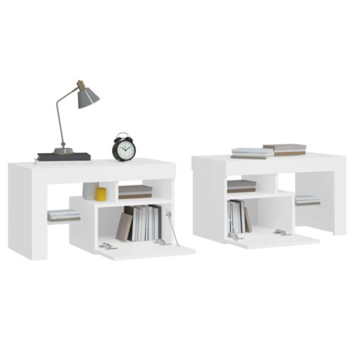 Bedside Cabinets 2pcs with LED Lights White 70x36.5x40cm - Image 7