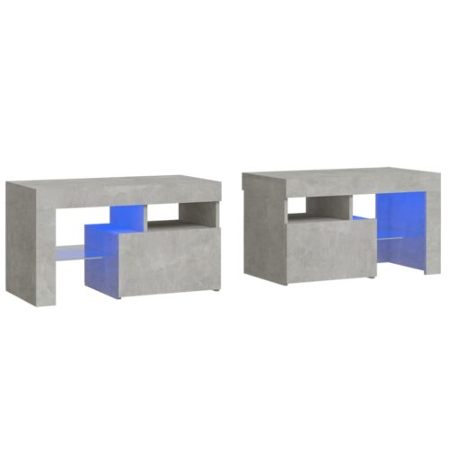 Bedside Cabinets 2pcs with LED Lights Concrete Grey 70x36.5x40cm