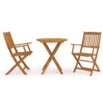 3-Piece Folding Garden Dining Set Acacia Wood Timber Outdoor Patio Furniture