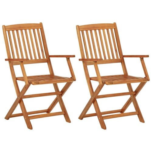 3-Piece Folding Garden Dining Set Acacia Wood Timber Outdoor Patio Furniture - Image 7