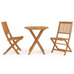 3-Piece Folding Garden Dining Set Acacia Wood Timber Outdoor Patio Furniture