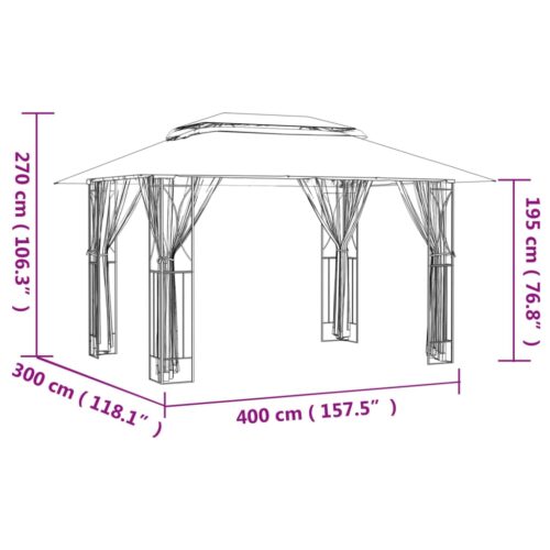 Gazebo with Sidewalls Anthracite 400x300x270cm Steel - Image 8