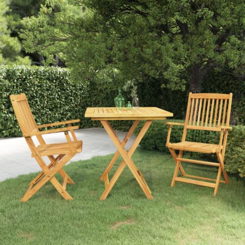 3-Piece Folding Garden Dining Set Acacia Wood Timber Outdoor Patio Furniture - Image 13