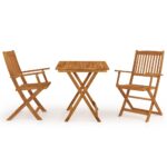 3-Piece Folding Garden Dining Set Acacia Wood Timber Outdoor Patio Furniture