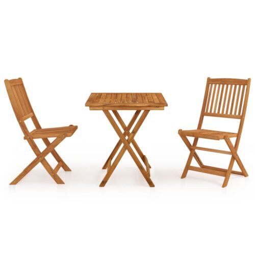 3-Piece Folding Garden Dining Set Acacia Wood Timber Outdoor Patio Furniture