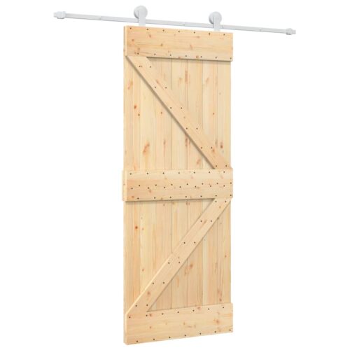 Sliding Door with Hardware Set 80x210cm Solid Wood Pine - Image 2