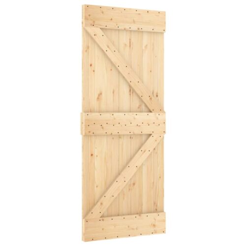 Sliding Door with Hardware Set 80x210cm Solid Wood Pine - Image 3