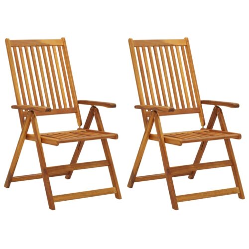 Garden Reclining Chairs 2pcs with Cushions Solid Acacia Wood - Image 2