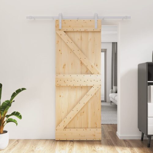 Sliding Barn Door Hardware Track Set Bedroom Interior Closet 80x210cm Solid Wood