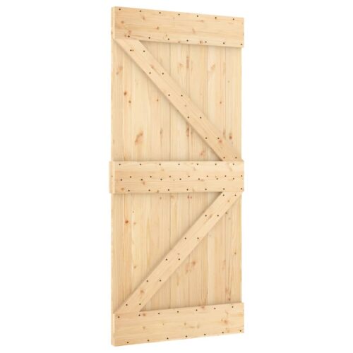 Sliding Door with Hardware Set 90x210cm Solid Wood Pine - Image 3