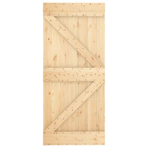 Sliding Door with Hardware Set 90x210cm Solid Wood Pine - Image 4