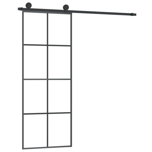 Sliding Door with Hardware Set 76x205cm ESG Glass Aluminium - Image 2