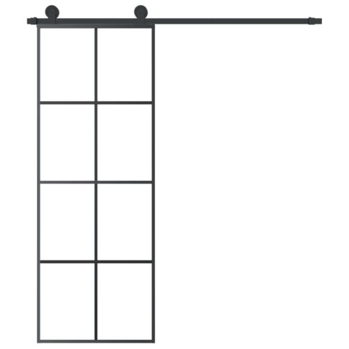 Sliding Door with Hardware Set 76x205cm ESG Glass Aluminium - Image 3