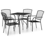 5-Piece Garden Dining Set Anthracite Steel