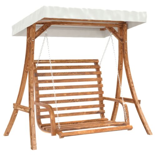 Canopy Swing Bench Chair Wood Spruce with Teak Finish