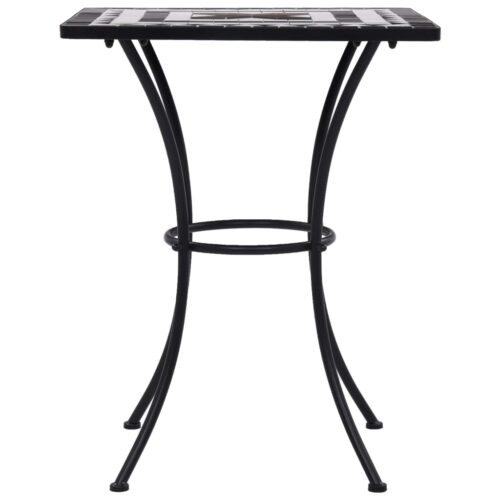 3-Piece Mosaic Bistro Set Ceramic Tile Black White - Image 5
