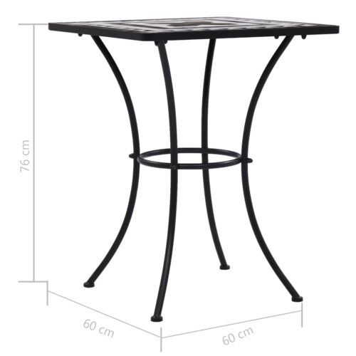 3-Piece Mosaic Bistro Set Ceramic Tile Black White - Image 11