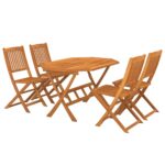 5-Piece Garden Dining Set Acacia Wood Timber Outdoor Patio Furniture